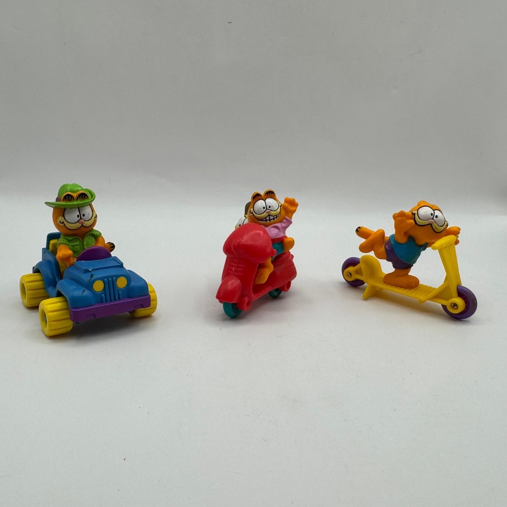 Garfield Toy Vehicle Lot Kids PVC Multicolor Rolling Jeep Scooter Odie Figures